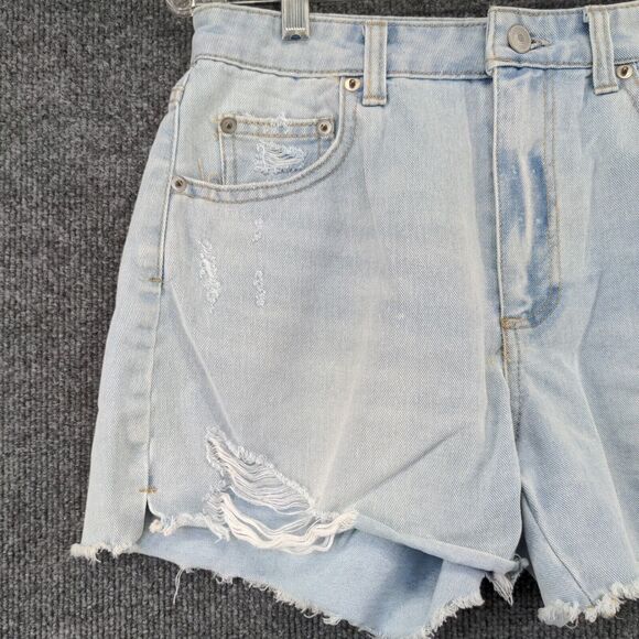 No Boundaries Womens Juniors Cut Off Jean Shorts Blue Size 7 Distressed - Picture 6 of 10